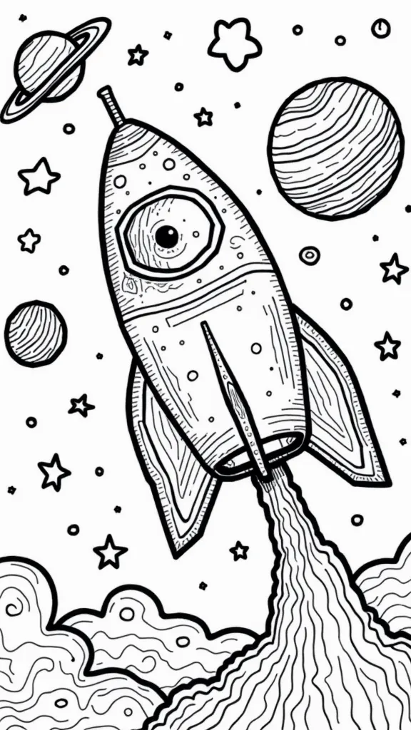 space coloring pages free